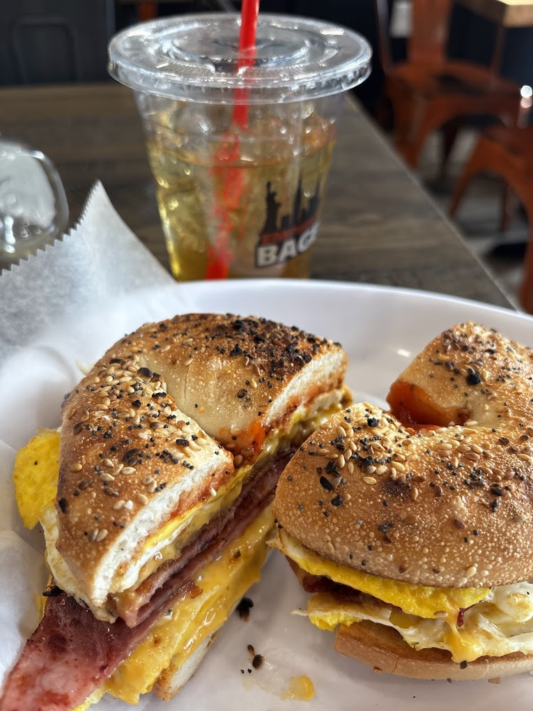 Fresh bagel sandwich from the kitchen